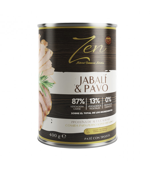 ZEN LATA PERRO JABALI Y PAVO 400gr.