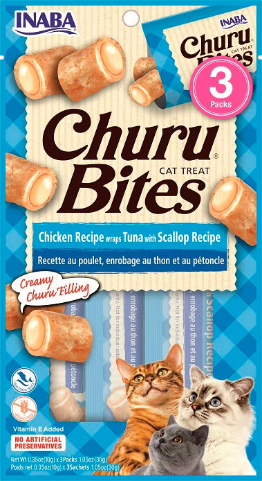 CHURU CAT BITES RECETA ATUN y VIEIRA 3PCAJA 12Uds.-