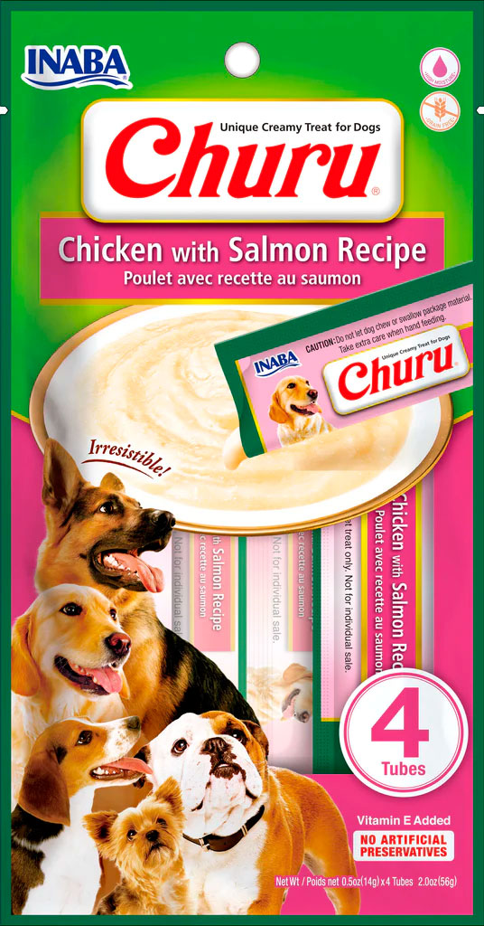 CHURU DOG RECETA POLLO Y SALMON 4P  CAJA 12uds.DESCATALOGADO